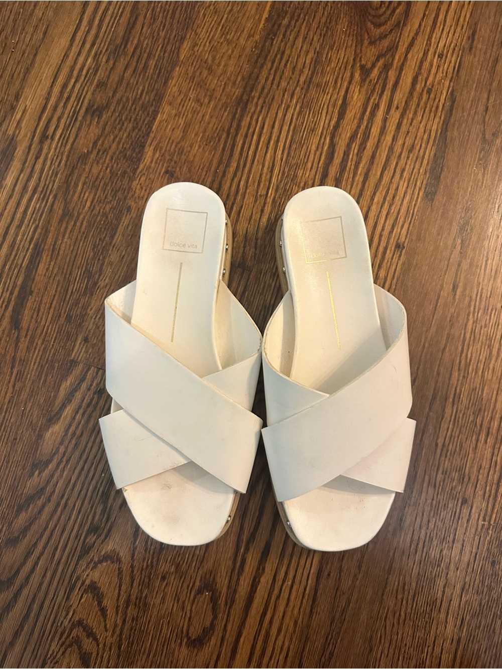 Dolce Vita Gracy Women’s White Cross-Strap Slide Sandals